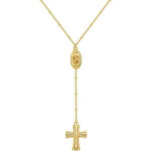06 Virgin Mary Cross Necklaces Women's Plated Dainty Gold Small Cross Pendant